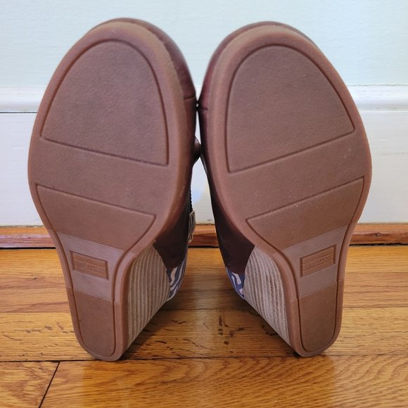 Toms 7 Brown Chunky Wedge Zebra Print Booties Ankle Boots KELSEY Leather - Picture 5 of 10